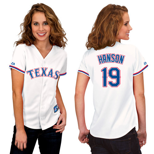 Tommy Hanson #19 mlb Jersey-Texas Rangers Women's Authentic Home White Cool Base Baseball Jersey